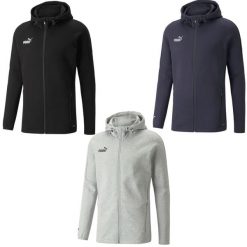 Bluza męska Puma teamFINAL Casuals Hooded Jkt. Szare bluzy z kapturem męskie Puma, m, z bawełny. Za 243.99 zł.