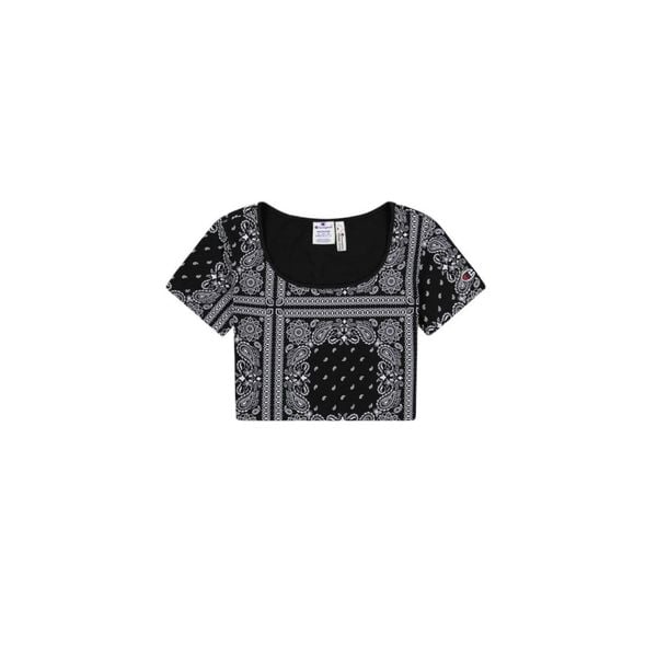 Koszulka sportowa damska Champion CropTop. Czarne bluzki sportowe damskie CHAMPION, xs, bez wzorów, z bawełny, bez ramiączek. W wyprzedaży za 91.00 zł.