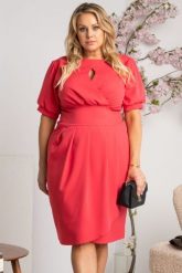 Sukienka ekskluzywna ołówkowa z dekoltem łezką INGRIDA koralowa promocja. Pomarańczowe sukienki damskie KARKO, na co dzień, l, z aplikacjami, z elastanu, eleganckie, bez kołnierzyka, plus size, bez ramiączek, midi, dopasowane. Za 89.50 zł.
