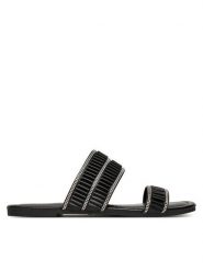 JENNY Klapki LC053408 Czarny. Czarne klapki damskie Jenny, bez wzorów, z materiału, bez obcasa. Za 89.99 zł.