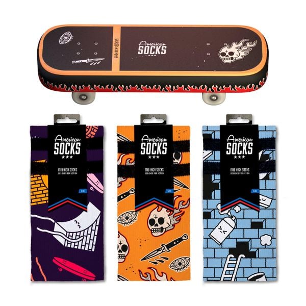 Skarpetki American Socks Skateboard Zestaw Prezentowy. Niebieskie skarpetki męskie AMERICAN SOCKS, bez wzorów. Za 249.57 zł.