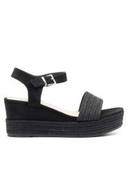 Jenny Fairy Sandały WS109-06EOB Czarny. Czarne sandały damskie Jenny Fairy, bez wzorów, z materiału, bez obcasa, na koturnie. Za 139.99 zł.