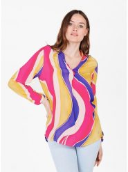 KEY LARGO Bluzka w kolorze żółto-fioletowo-różowym rozmiar: XS. Różowe bluzki damskie KEY LARGO, xs, bez wzorów, z wiskozy, bez kołnierzyka, bez ramiączek. Za 79.59 zł.