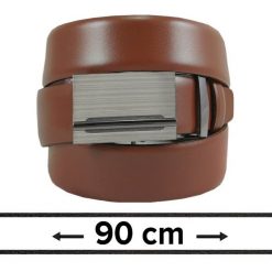 Pasek Brązowy do Spodni 90 cm, Automatyczna Klamra, Skórzany, Elegancki -VICTORIO. Brązowe paski męskie Victorio, bez wzorów, ze skóry, eleganckie. Za 99.00 zł.