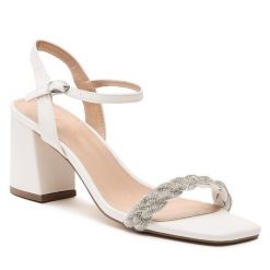 Sandały Jenny Fairy. Białe sandały damskie Jenny Fairy, bez wzorów, bez obcasa, na słupku. Za 179.99 zł.