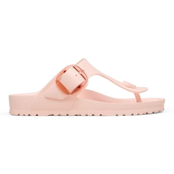 Birkenstock Gizeh Big Buckle EVA Light Rose Japonki damskie. Czerwone klapki damskie Birkenstock, bez wzorów, ze skóry, bez obcasa. Za 219.99 zł.