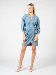 Pinko Sukienka "Scuderia" | 100988 A0MM | Kobieta | Niebieski. Niebieskie sukienki damskie Pinko, na imprezę, bez wzorów, z bawełny, z asymetrycznym kołnierzem, bez ramiączek, mini, asymetryczne. W wyprzedaży za 449.00 zł.