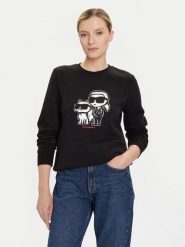 KARL LAGERFELD Bluza A4W20045 Czarny Regular Fit. Czarne bluzy bez kaptura damskie Karl Lagerfeld, m, z bawełny. Za 549.99 zł.
