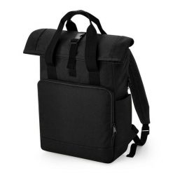 Plecak komputerowy z recyklingu Bag Base. Czarne plecaki damskie BAGBASE, bez wzorów, z materiału. Za 143.80 zł.