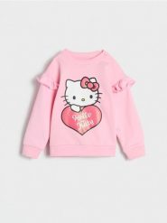 Bluza Hello Kitty - begonia. Bluzy i bluzki niemowlęce Sinsay, z aplikacjami, bez ramiączek, długie, bez kaptura. W wyprzedaży za 15.99 zł.