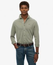 Superdry Koszula Vintage Destroy Pique z długim rękawem, bawełna. Zielone koszule męskie Superdry., m, bez wzorów, z bawełny, bez kołnierzyka, bez ramiączek. Za 271.45 zł.