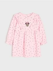 Prążkowana sukienka z bawełną i haftem Minnie Mouse - różowy. Czerwone sukienki dziewczęce Sinsay, bez wzorów, z bawełny, bez ramiączek. Za 25.99 zł.