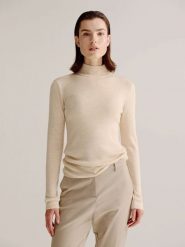 Josephine & Co Sweter "Angie" w kolorze beżowym rozmiar: S. Brązowe golfy damskie Josephine & Co, s, bez wzorów, z wełny, bez ramiączek. Za 121.99 zł.