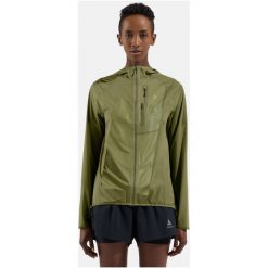Kurtka damska ODLO Jacket ZEROWEIGHT DUAL DRY PK WATERPROOF. Zielone kurtki damskie Odlo, bez kaptura. Za 1,299.99 zł.
