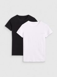 4F T-shirt slim gładki damski (2-pack) - multikolor XS. Białe t-shirty damskie 4f, xs, bez wzorów, z bawełny, bez kołnierzyka. Za 79.99 zł.