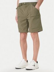 Guess Jeans Szorty materiałowe M6GDC8 WN362 Zielony Regular Fit. Zielone szorty męskie Guess Jeans, z aplikacjami, z jeansu. Za 379.99 zł.