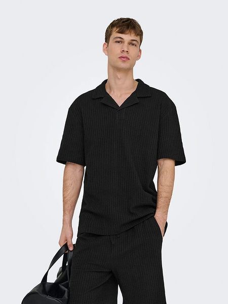 ONLY & SONS Koszulka polo "Onsaustin" w kolorze czarnym rozmiar: L. Czarne koszulki polo męskie Only & Sons, l, bez wzorów, bez ramiączek. Za 93.07 zł.