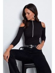 Cool & Sexy Koszulka w kolorze czarnym rozmiar: S. Czarne bluzki damskie Cool & Sexy, s, bez wzorów, bez kołnierzyka, bez ramiączek. Za 56.99 zł.