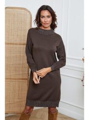 So Cachemire Sukienka dzianinowa "Linoa" w kolorze brązowym rozmiar: M. Brązowe sukienki damskie So Cachemire, na co dzień, m, bez wzorów, z dzianiny, bez kołnierzyka, bez ramiączek, midi, proste. Za 178.79 zł.