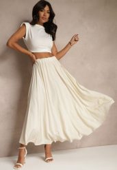 Beżowa Spódnica z Wiskozą o Rozkloszowanym Kroju Addlia. Brązowe spódniczki damskie Renee, bez wzorów, z wiskozy, eleganckie, maxi, proste. Za 39.99 zł.