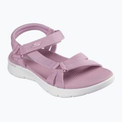 Sandały damskie SKECHERS Go Walk Flex Sandal Sublime. Fioletowe sandały damskie Skechers, bez wzorów, bez obcasa. Za 209.99 zł.