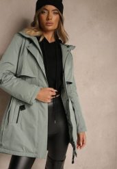 Zielona Kurtka Typu Parka z Kapturem o Klasycznym Kroju Tulania. Zielone kurtki damskie Renee, l, bez wzorów, z jeansu. Za 219.99 zł.