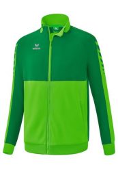 Kurtka treningowa Erima Six Wings Junior zielona. Zielone kurtki męskie Erima, bez wzorów, z materiału, sportowe, bez kaptura. Za 265.99 zł.