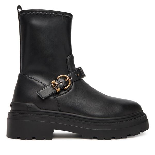 Botki PINKO. Czarne botki damskie Pinko, bez obcasa, na płaskiej podeszwie, bez zapięcia. Za 669.99 zł.