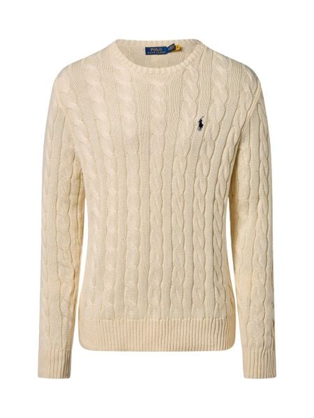 Polo Ralph Lauren Męski sweter z dzianiny Mężczyźni Bawełna biały jednolity, XL. Białe swetry męskie Polo Ralph Lauren, m, bez wzorów, z bawełny, bez kołnierzyka. Za 839.95 zł.