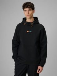 4F Bluza dresowa regular z kapturem męska - czarna L. Czarne bluzy z kapturem męskie 4f, l, z dresówki. Za 249.99 zł.