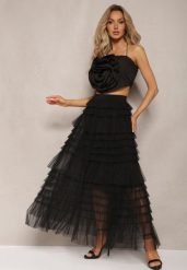 Czarna Spódnica z Falbankami Rozkloszowana Maxi z Bawełny Alare. Czarne spódniczki damskie Renee, bez wzorów, z bawełny, eleganckie, maxi, rozkloszowane. Za 119.99 zł.