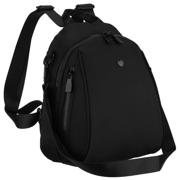 Miejski, czarny plecak damski wykonany z poliestru, zawieszony na regulowanych szelkach - Peterson. Czarne plecaki damskie Peterson, bez wzorów. Za 74.99 zł.