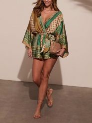 Milan Kiss Kombinezon w kolorze jasnobrązowo-zielonym rozmiar: M. Brązowe kombinezony damskie Milan Kiss, m, bez wzorów, bez kołnierzyka, bez ramiączek. Za 165.99 zł.