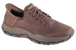 Buty sportowe Sneakersy męskie, Slip-Ins: Respected - Garrett. Brązowe buty sportowe na co dzień męskie Skechers, z materiału, bez zapięcia, trekkingowe. Za 399.99 zł.