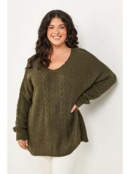 Curvy Lady Sweter w kolorze khaki rozmiar: 40/42. Brązowe swetry klasyczne damskie Curvy Lady, bez kołnierzyka. Za 161.34 zł.