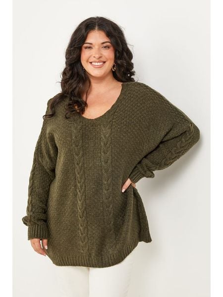 Curvy Lady Sweter w kolorze khaki rozmiar: 40/42. Brązowe swetry klasyczne damskie Curvy Lady, bez kołnierzyka. Za 161.34 zł.