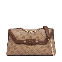 Torebka Guess. Brązowe listonoszki damskie Guess, z aplikacjami, bez dodatków. Za 525.99 zł.