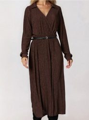 Sukienka szmizjerka maxi - brązowy. Brązowe sukienki damskie Sinsay, l, bez wzorów, bez kołnierzyka, bez ramiączek, maxi, szmizjerki. Za 59.99 zł.