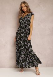 Czarna Sukienka Appare. Czarne sukienki damskie Renee, l, bez wzorów, z wiskozy, bez kołnierzyka, bez ramiączek, maxi, kopertowe. W wyprzedaży za 69.99 zł.