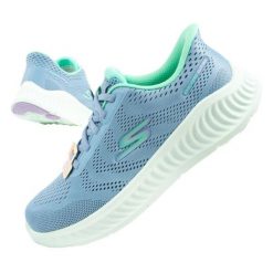 Buty Skechers Go Walk Now-Khloe Slip-Ins W 125643/BLGR niebieskie. Niebieskie buty sportowe na co dzień damskie bez wzorów, z materiału. Za 553.48 zł.