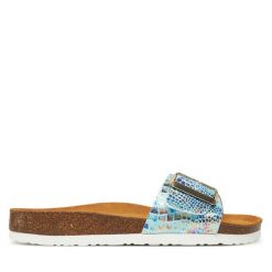 Klapki Dr. Brinkmann. Niebieskie klapki damskie Dr. Brinkmann, bez wzorów, bez obcasa. Za 219.99 zł.