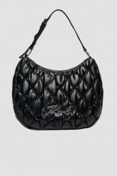 KARL LAGERFELD Czarna pikowana damska torebka Kuilt Hobo. Czarne torebki klasyczne damskie Karl Lagerfeld, bez wzorów, pikowane, bez dodatków. W wyprzedaży za 549.99 zł.