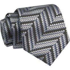 Krawat - ALTIES - Grafitowo Stalowy w Geometryczny Wzór. Szare krawaty i muchy męskie Alties, bez wzorów, z tkaniny, eleganckie. Za 49.00 zł.