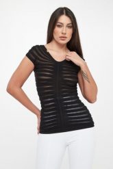 Bluzka damska z tiulu ELISABETTA FRANCHI. Bluzki damskie Elisabetta Franchi, bez wzorów, z tiulu, bez kołnierzyka, bez ramiączek. Za 1,579.00 zł.