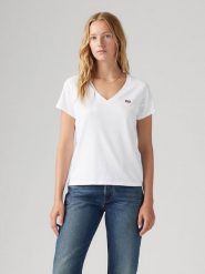 Levi's Koszulka w kolorze białym rozmiar: L. Białe bluzki damskie Levi's, l, bez wzorów, z bawełny, bez kołnierzyka, bez ramiączek. Za 83.42 zł.