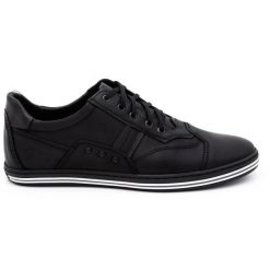 Polbut Buty męskie casual 1801L czarne. Czarne buty sportowe na co dzień męskie na jesień, z jeansu, bez zapięcia. Za 319.69 zł.