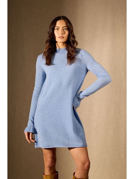 Perfect Cashmere Kaszmirowa sukienka "Lyamia" w kolorze błękitnym rozmiar: S. Niebieskie sukienki damskie Perfect Cashmere, na co dzień, s, bez wzorów, z kaszmiru, bez kołnierzyka, bez ramiączek, midi, proste. Za 437.17 zł.