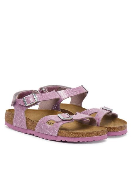 Birkenstock Sandały Rio As Kids 1031839 D Różowy. Czerwone sandały dziewczęce Birkenstock, ze skóry, bez zapięcia. Za 319.99 zł.