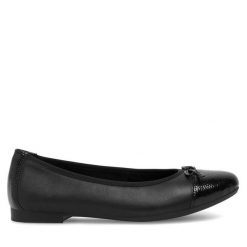 Baleriny Remonte. Czarne baleriny damskie Remonte, bez wzorów, bez obcasa. Za 339.99 zł.