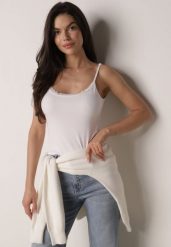 Biały Bawełniany Top Bieliźniany z Koronką na Regulowanych Ramiączkach Beralisa. Białe topy damskie Born2be, l, bez wzorów, z bawełny, bez kołnierzyka. Za 29.99 zł.